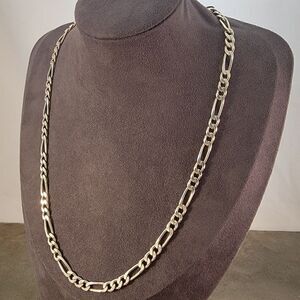 Sterling Figaro 20" 5.5mm Unisex Link Chain